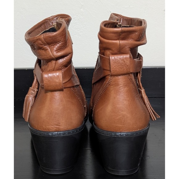 Women's Hotter Chester Leather Ankle Boots 9 Zippered Straps Double Tassels Heel - Picture 4 of 11